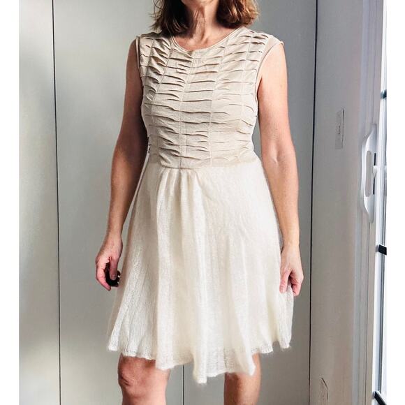 Y2K Knit Metallic gold/cream Womens Dress holiday NYE Sparkle Size Large - Picture 9 of 10